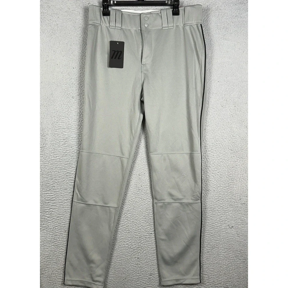 NEW Marucci Baseball Pants Mens Large Grey Black Piping Performance Tapered Leg